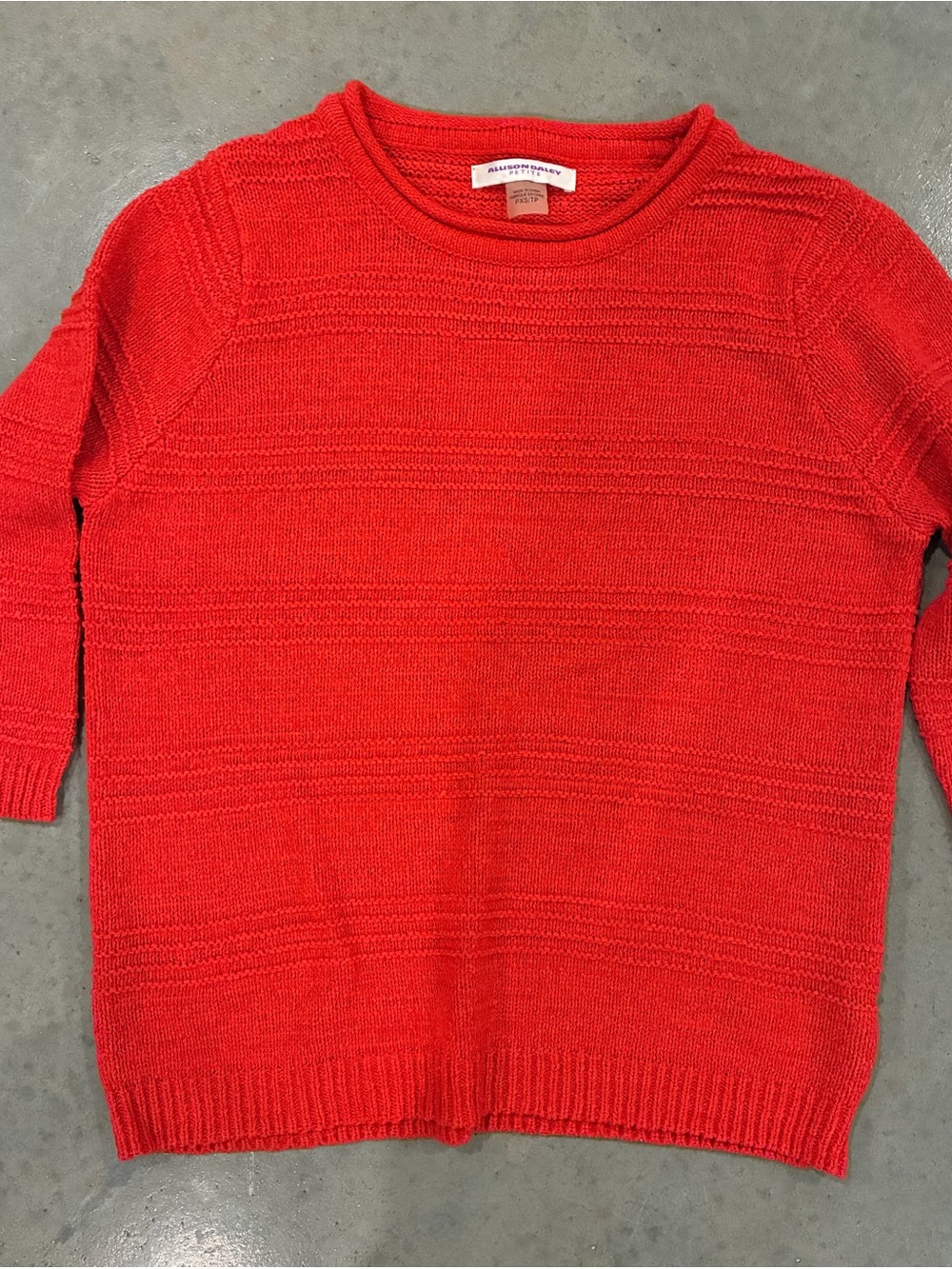 Allison Daley Bright Coral Knit Crewneck Sweater